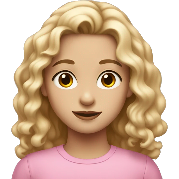 Girl with wavy hair tanish white skin hazel eyes in a pink top emoji