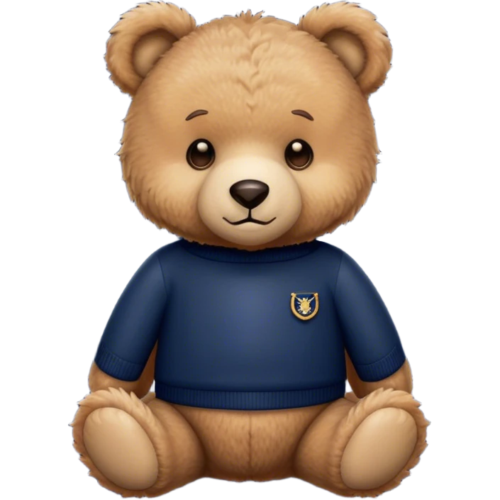 Teddy bear with navy jumper on emoji