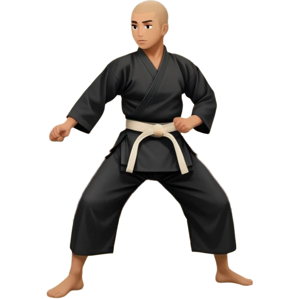 An icon depicting a martial artist in a black gi performing an Aikido technique in a dojo. The background showcases wooden floors, traditional dojo decor, and soft lighting that creates a peaceful yet focused atmosphere. The Aikido practitioner demonstrates fluid movement and precision.  emoji