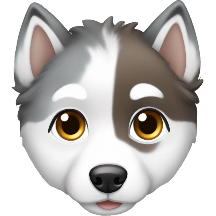 Adlrable, baby, young, Cute, puppy, husky, snowy, white and Grey, blue, and brown eyes emoji