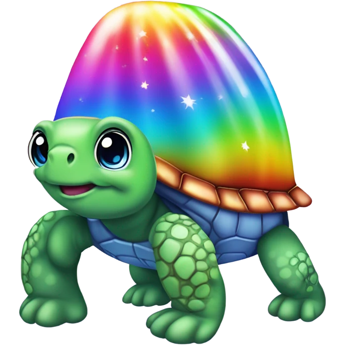 Lisa Frank, rainbow turtle with star on shell ￼ emoji