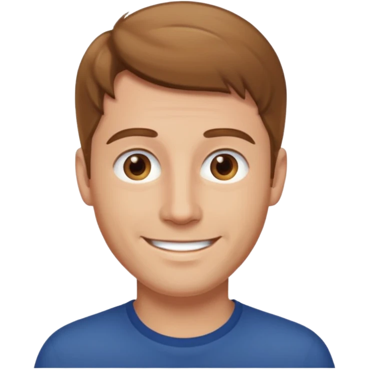 homme cheveux court marron clair sans barbe sourrir emoji