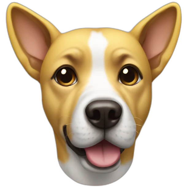 A dog wearing a banana  emoji
