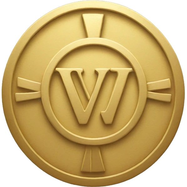 gold circle with V emoji