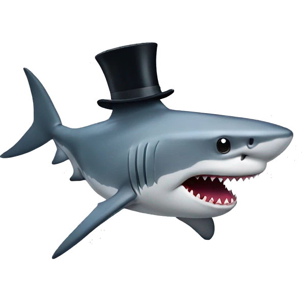 Shark with a top hat emoji