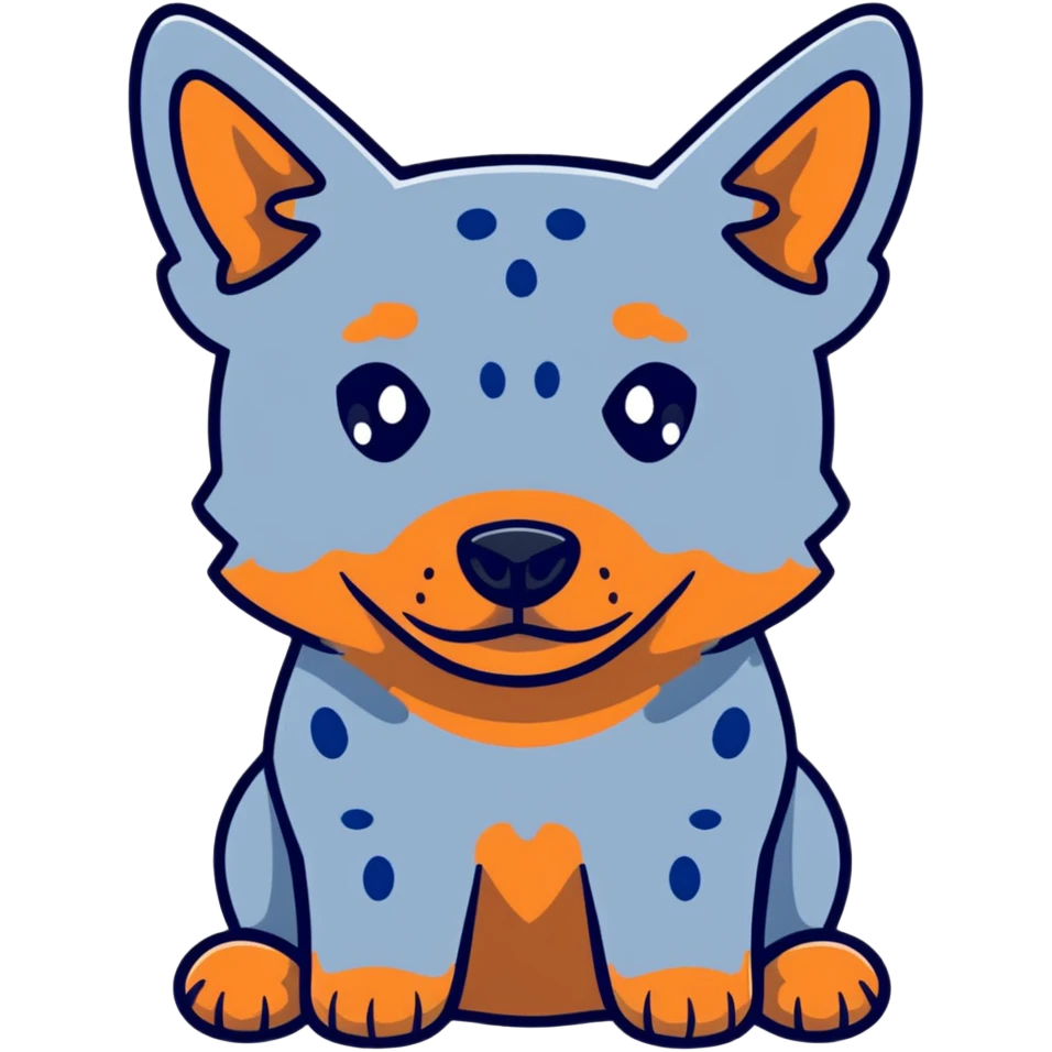cute blue heeler cattle dog head with characteristic blue-gray speckled coat and alert expression emoji