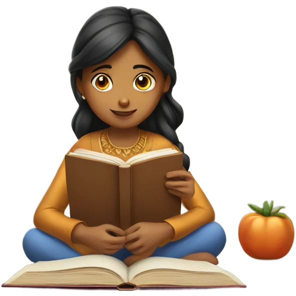 Indian girl reading book  emoji