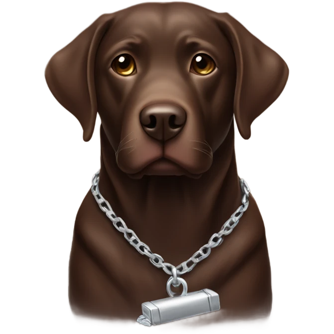Chocolate lab with silver chain emoji