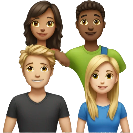 team of 4 friends 1 girl and 3 boys emoji