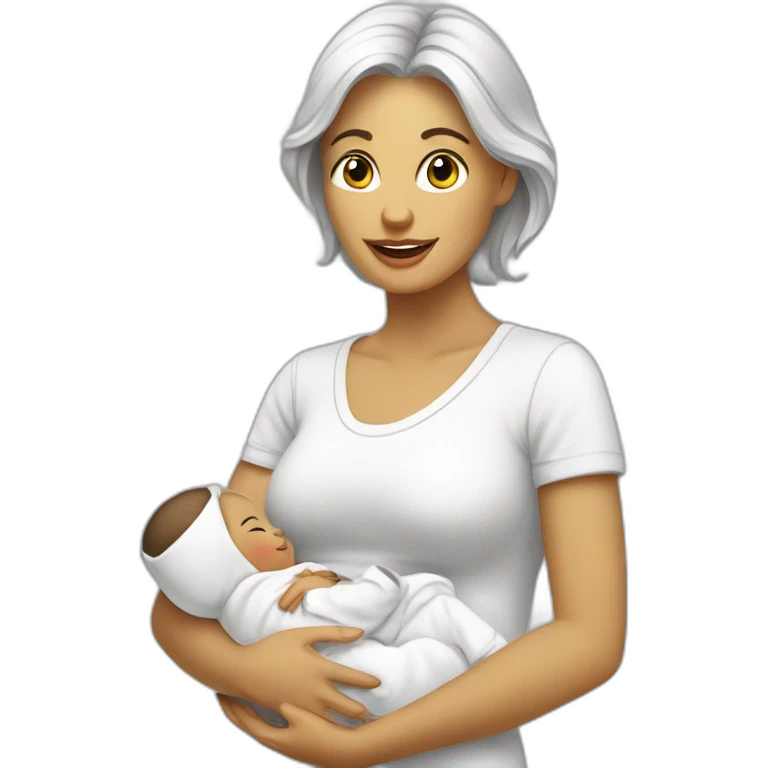 Femme blanche et son bébé dans les bras emoji
