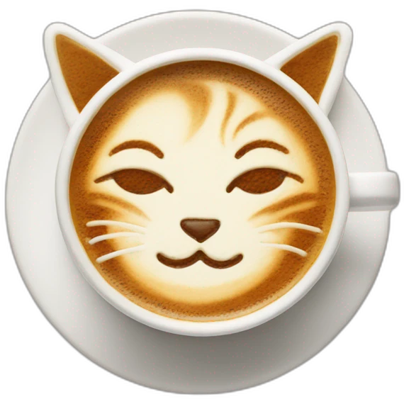 coffee cup latte art of cat face emoji