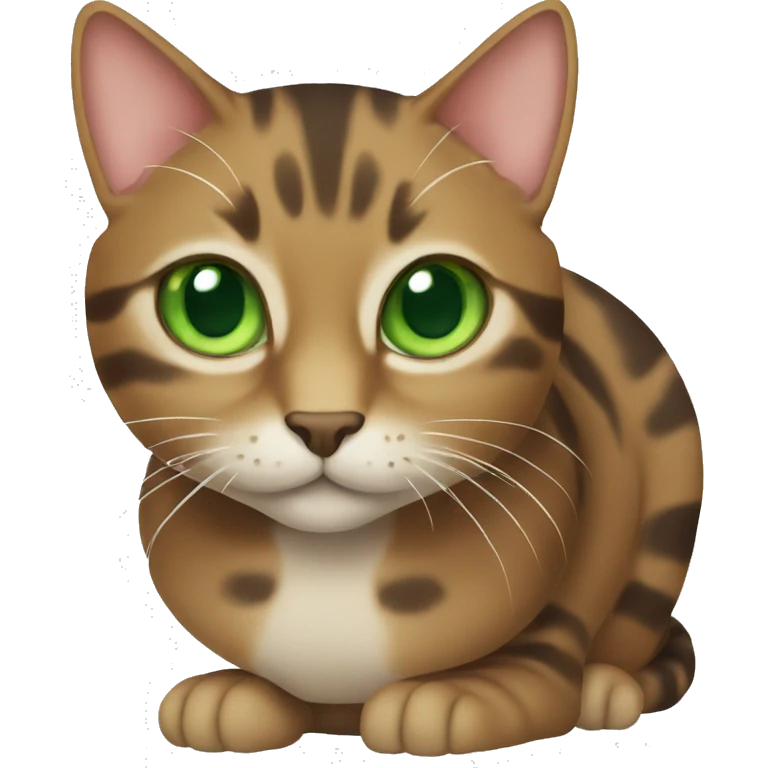 Tabby brown cat with green eyes  emoji