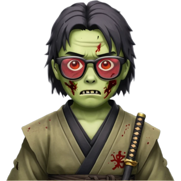 zombie samurai with black glasses, highlight the glasses emoji