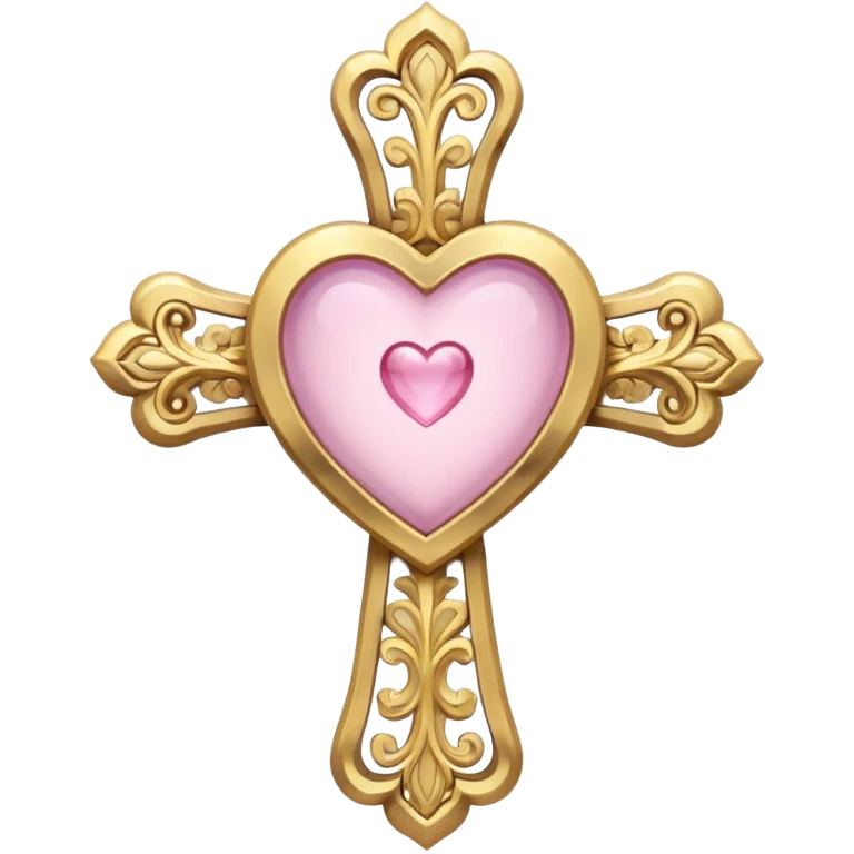 Russian orthodox cross with light pink heart in middle emoji