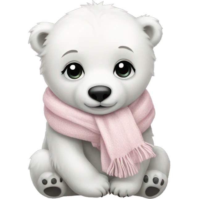 baby polar bear with a pale pink scarf  emoji