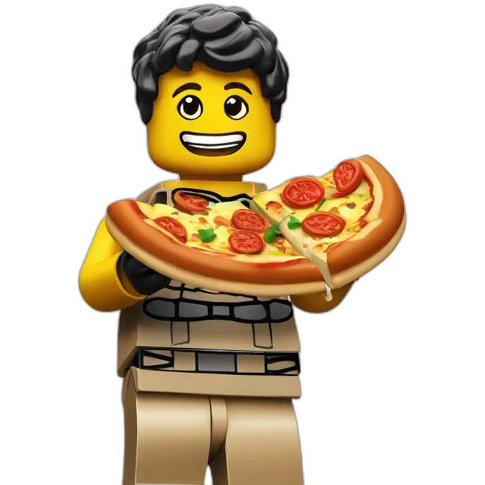 Lego eating pizza emoji