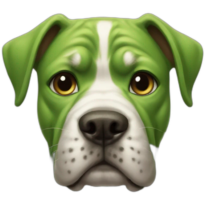 Dog looking like hulk emoji