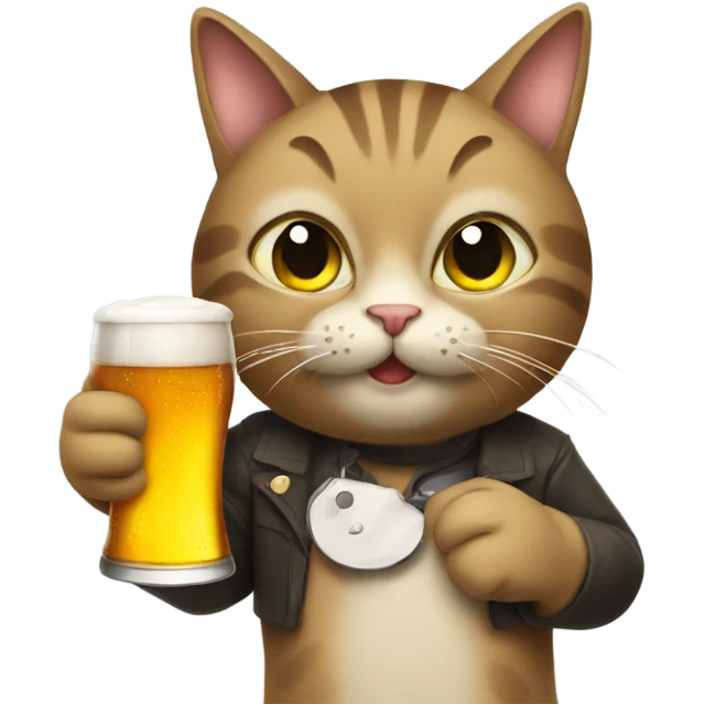Cat holding beer  emoji