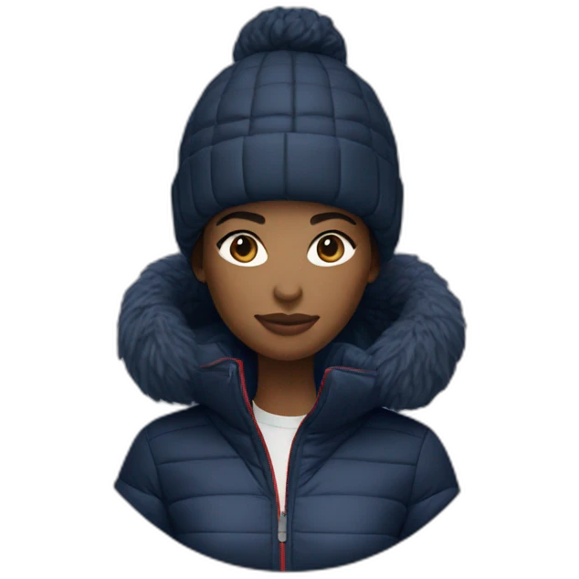 Black woman using Lacoste puffer jacket emoji