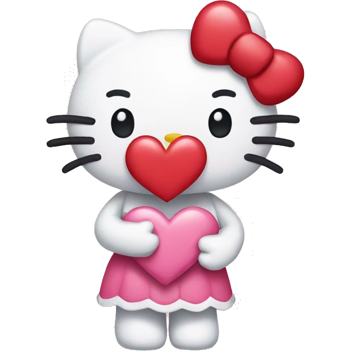 Hello kitty holding heart emoji