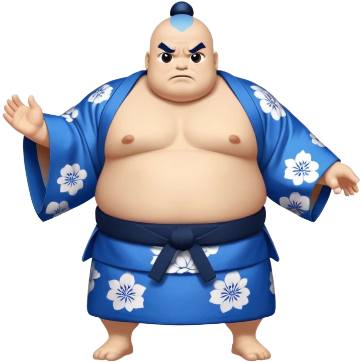 Jinbe blue fishman with kimono and sumo stance emoji