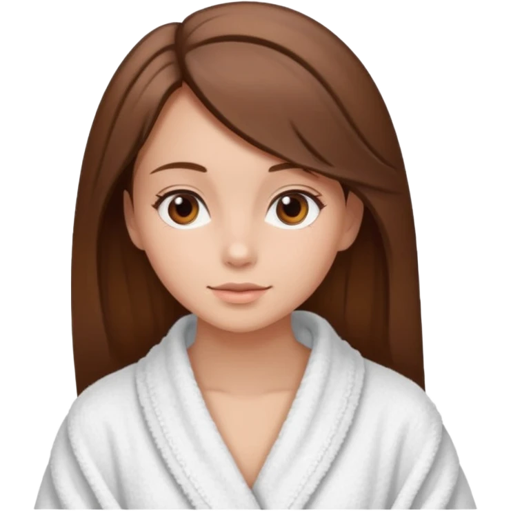girls side profile in robe with brown hair and her hair in a towel with skin care on  emoji