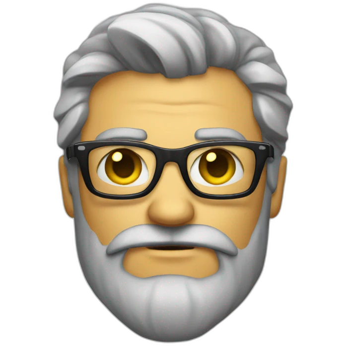a gentleman, beard, sunglasses, slicked grey hair, cool, looking angry emoji