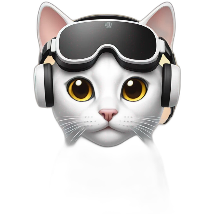 Cat with oculus quest 2 white headset emoji