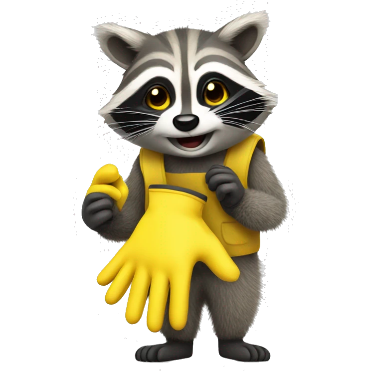 raccoon in yellow rubber gloves emoji