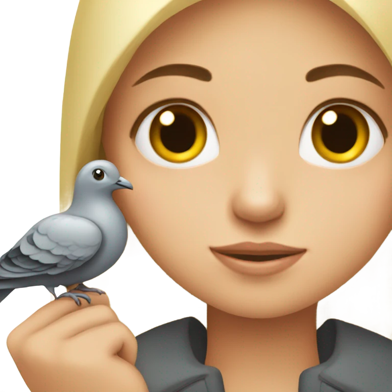 girl with a pigeon emoji