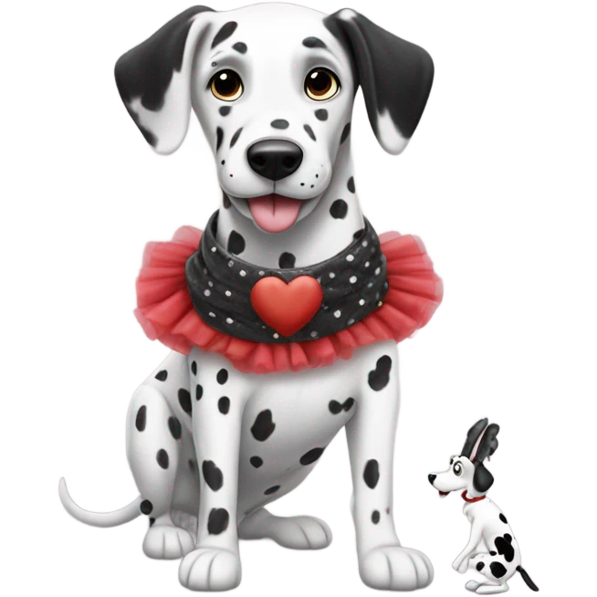 A Dalmatian doing ballet eating rabbits emoji