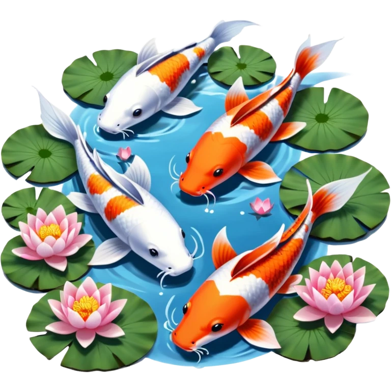 romantic koi and lotus pond emoji