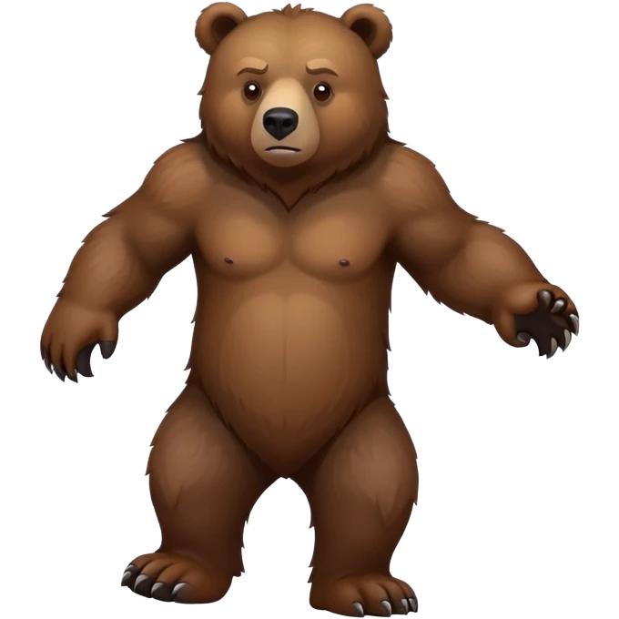 Fierce brown bear walking on four paws with serious face, stern expression, natural pose, realistic appearance emoji