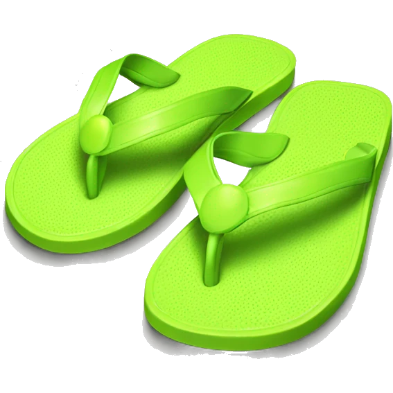 Realistic lime green pair of summer flip flops isolated. emoji