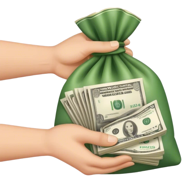 a hand holding a bag of money emoji