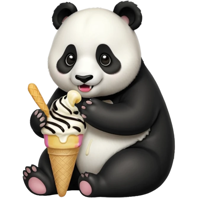 Panda eating ice cream emoji