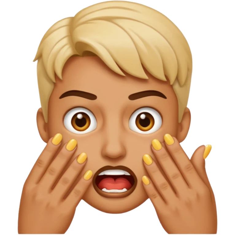 Emoji biting teeths together, while biting his nails. Make itlook afraid. emoji