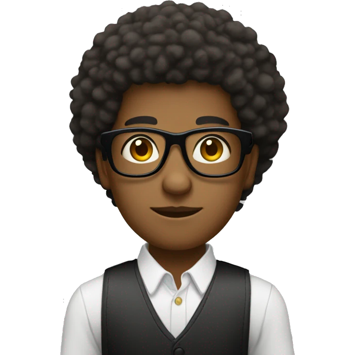 persona joven de color con afro pequeño y gafas emoji