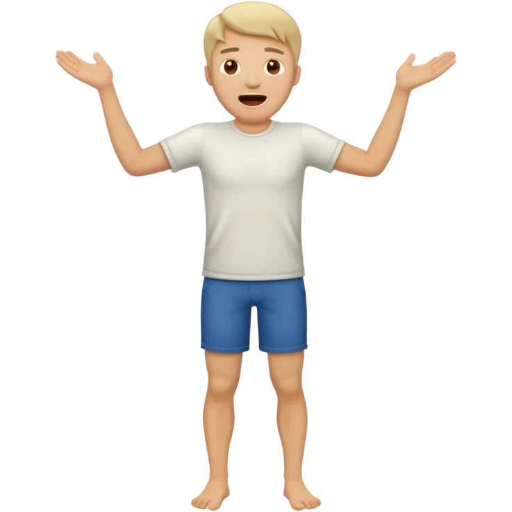 full body white man with mouth open and   emoji