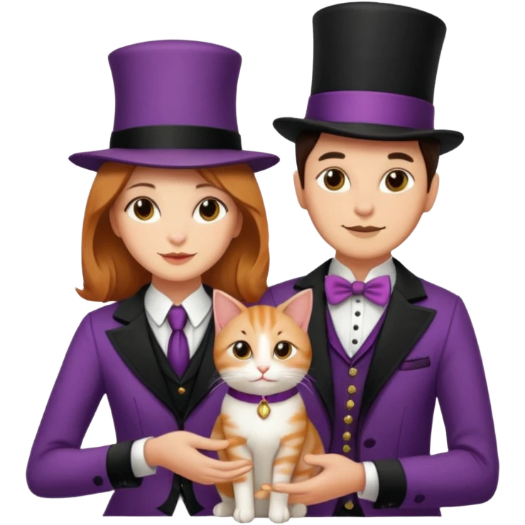 magician couple and their pet cat emoji