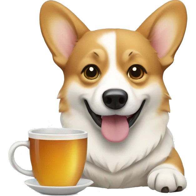 Corgi drinking tea emoji