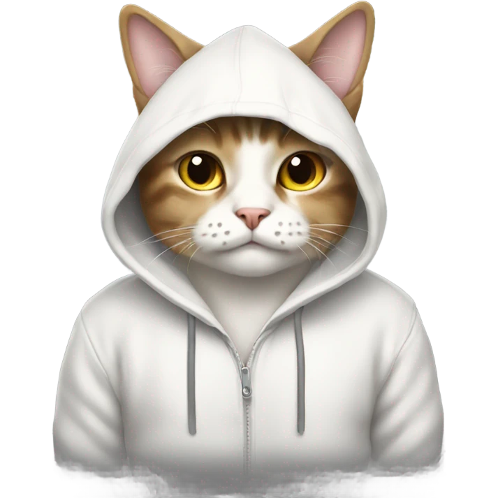 Cat wearing a hoodie that says milk me emoji