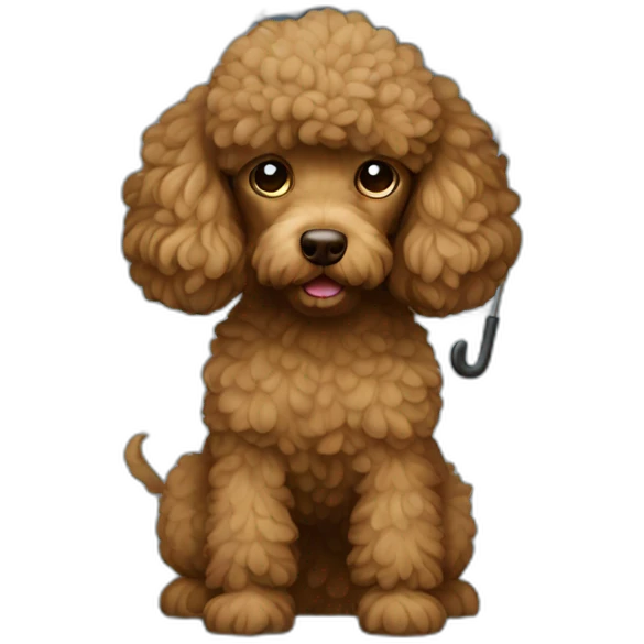 Brown poodle under the rain emoji