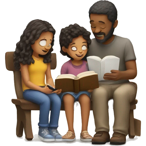 Two adult best friends doing Bible study with their kids  emoji