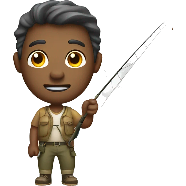 men tied with fishing rod emoji
