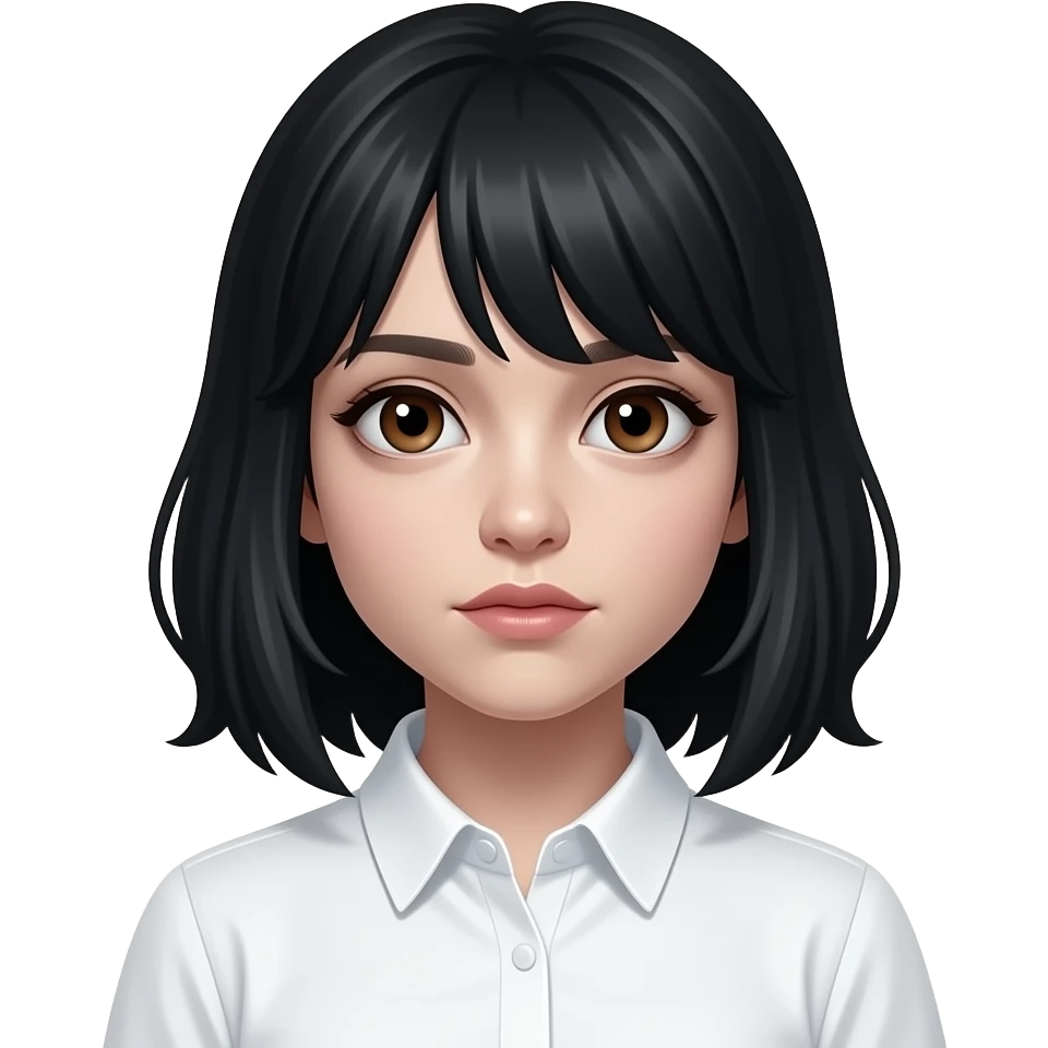 zombie girl with medium-length black hair and brown eyes, wearing a white dress shirt emoji