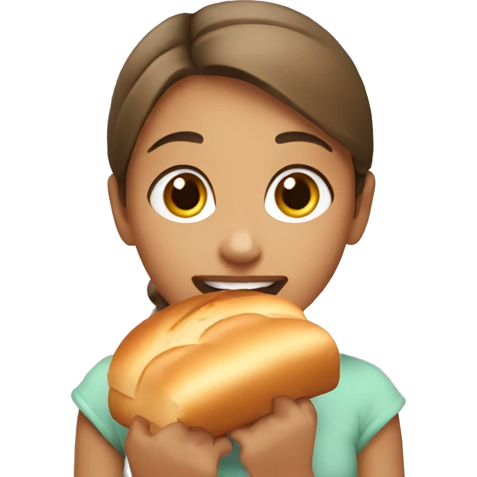 Girl eating bread emoji