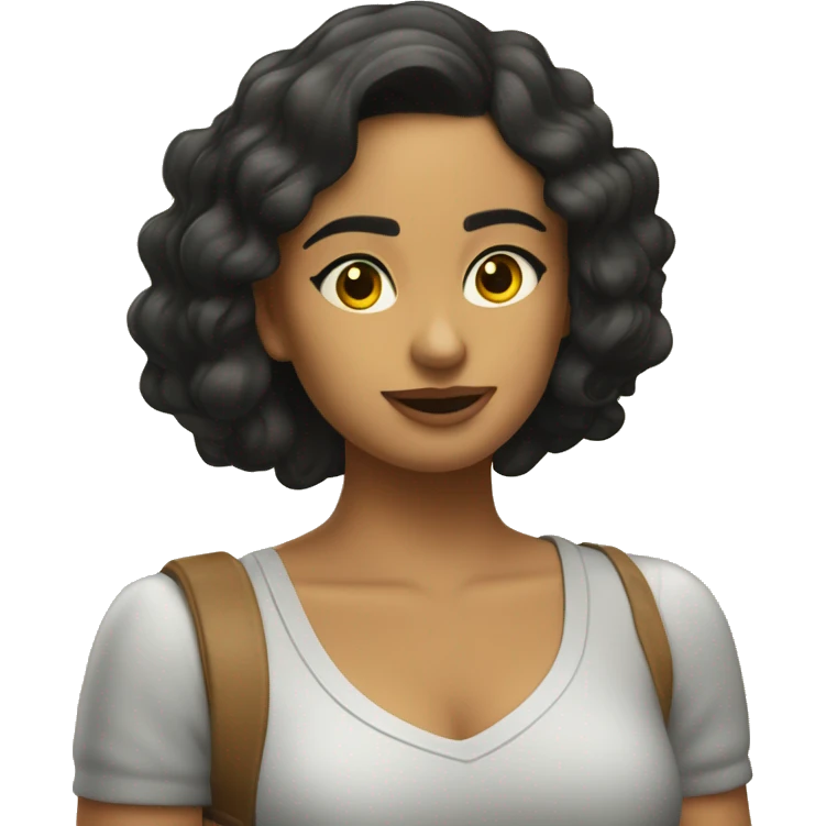 chica morena con ondas  emoji