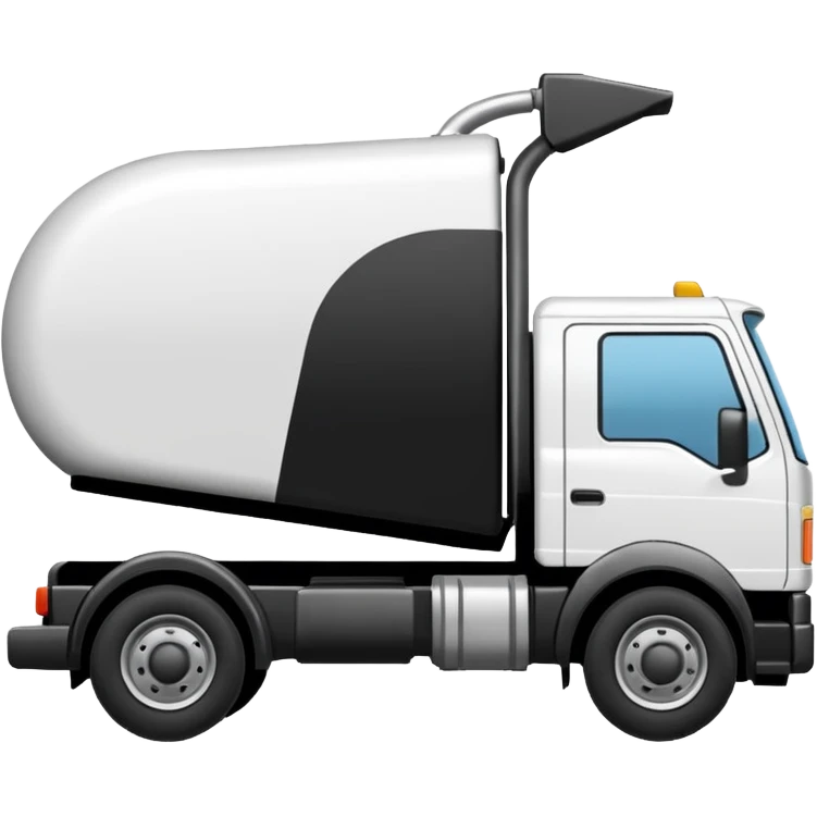 Camión volquete en 2d, en blanco y negro y descargando la carga emoji