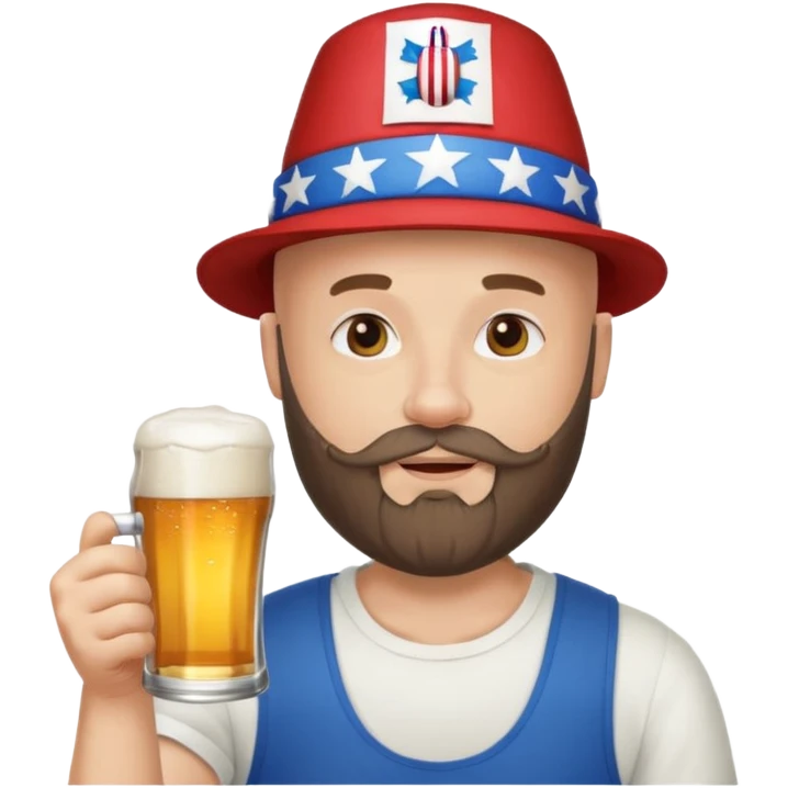 Bald man with beard celebrating the Fourth of July emoji